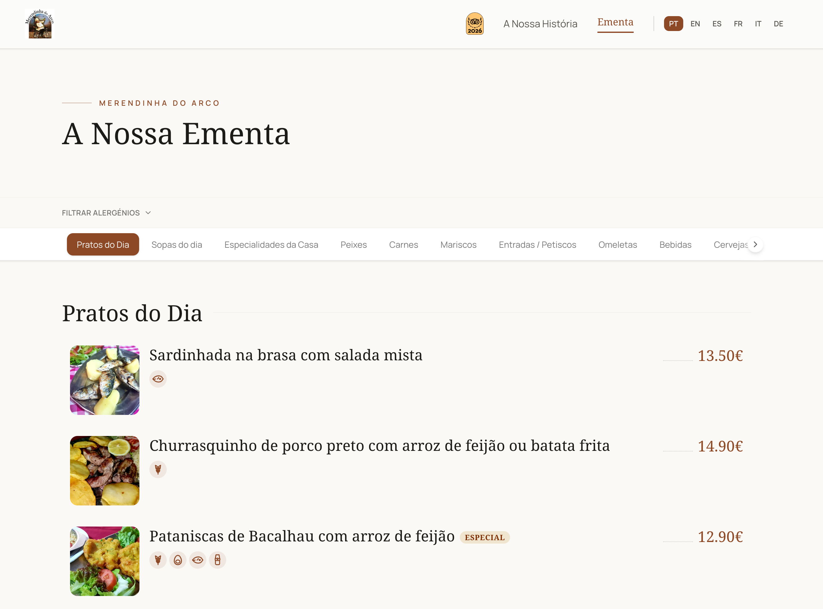 Desafios de uma ementa digital num restaurante tradicional português