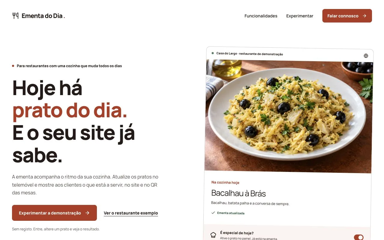 Ementa digital para restaurantes