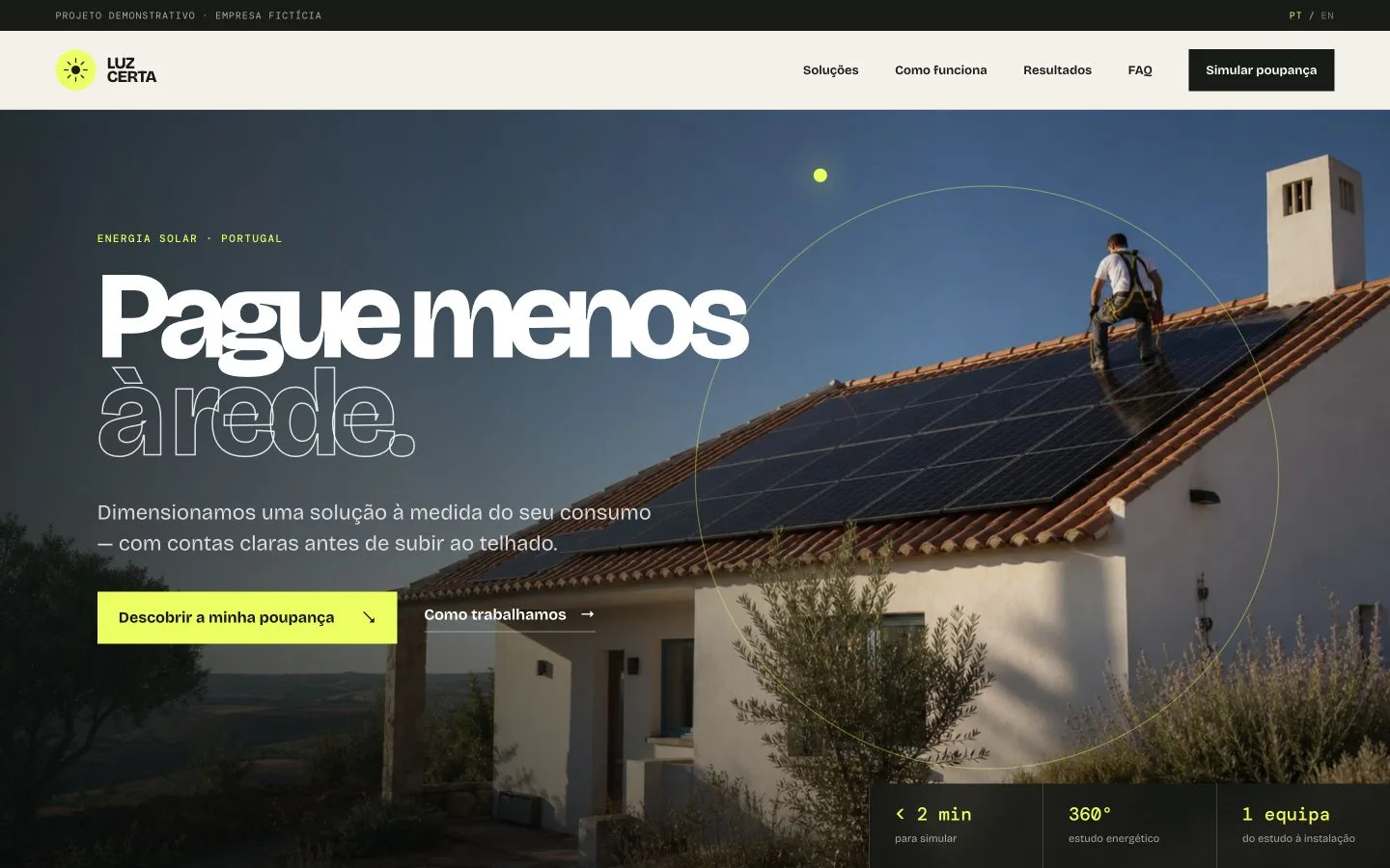 Website e simulador para empresa de energia solar