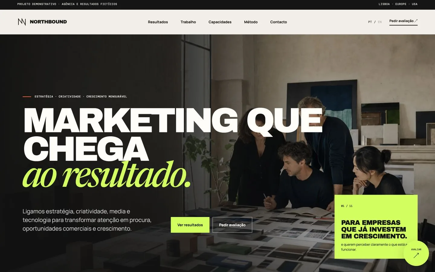 Website para agência de marketing orientada a resultados