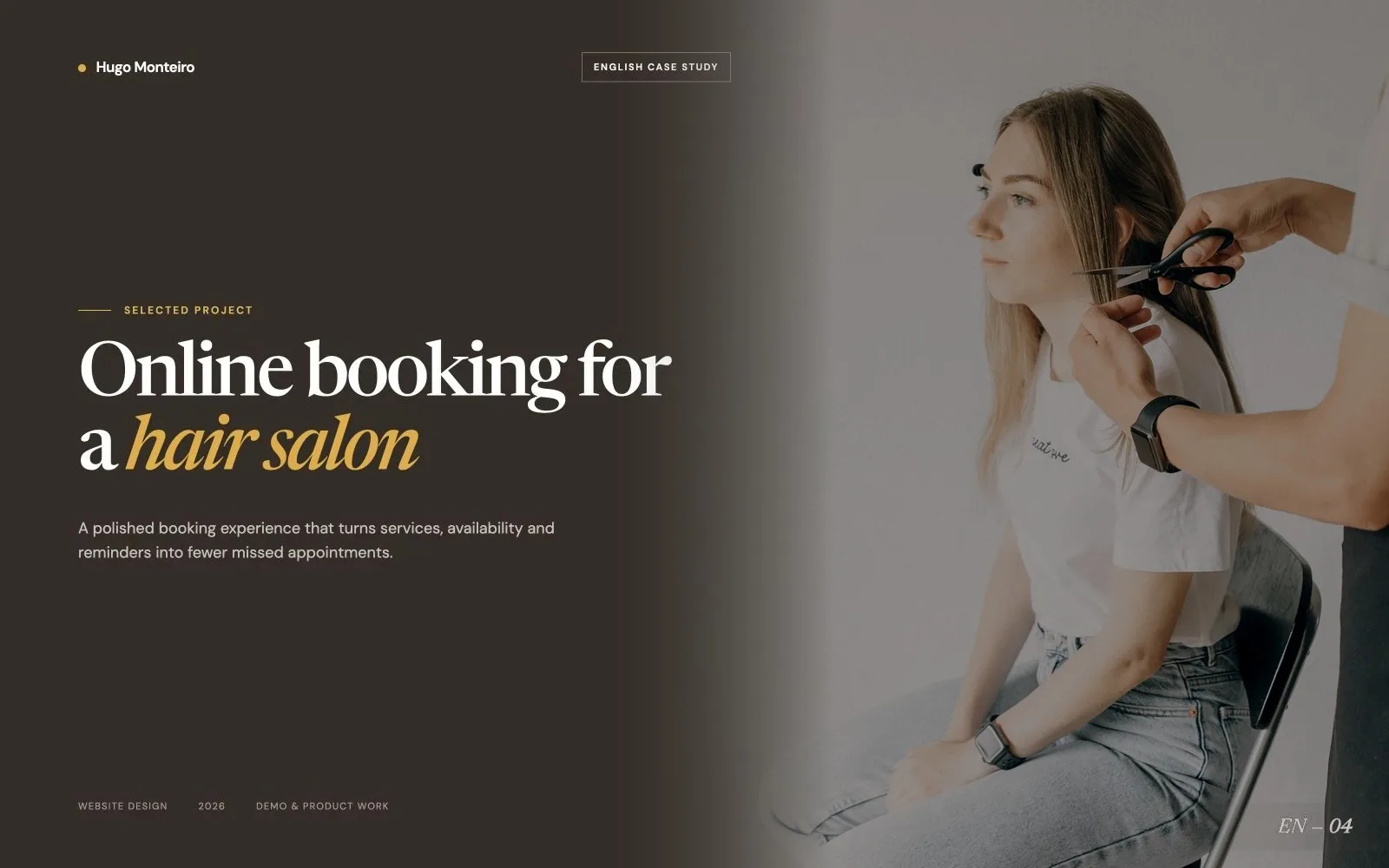 Booking website for a hair salon