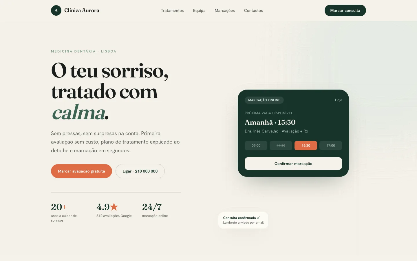 Website para clínica dentária