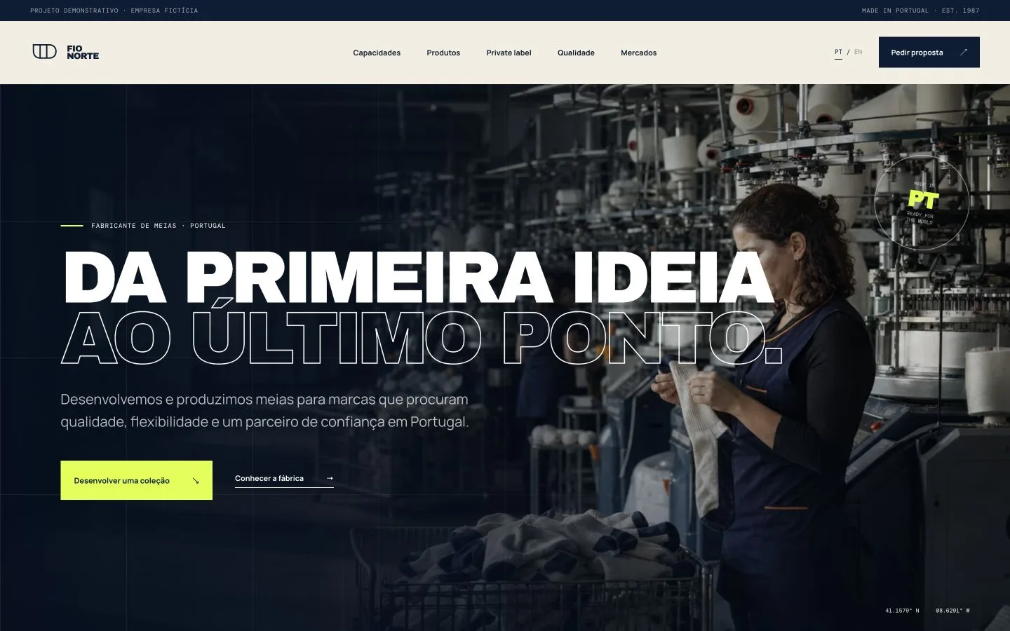 Website B2B para fábrica de meias