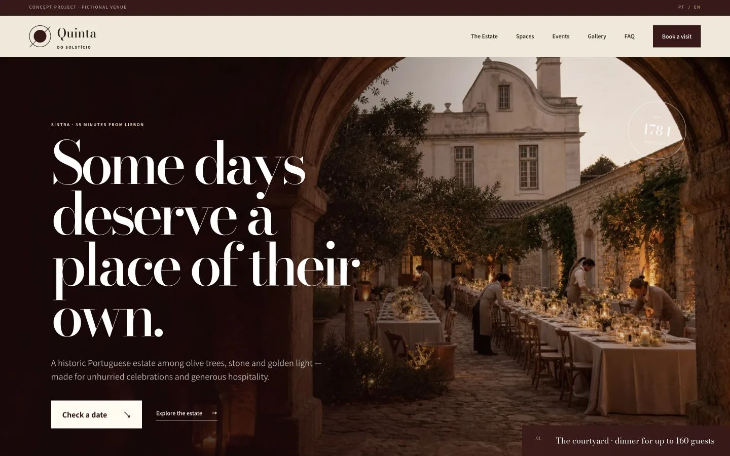 Website for a wedding and events venue