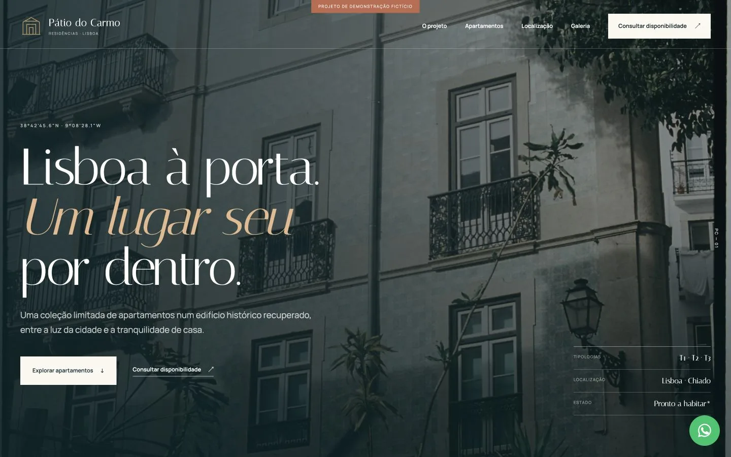 Website para empreendimento residencial em Lisboa