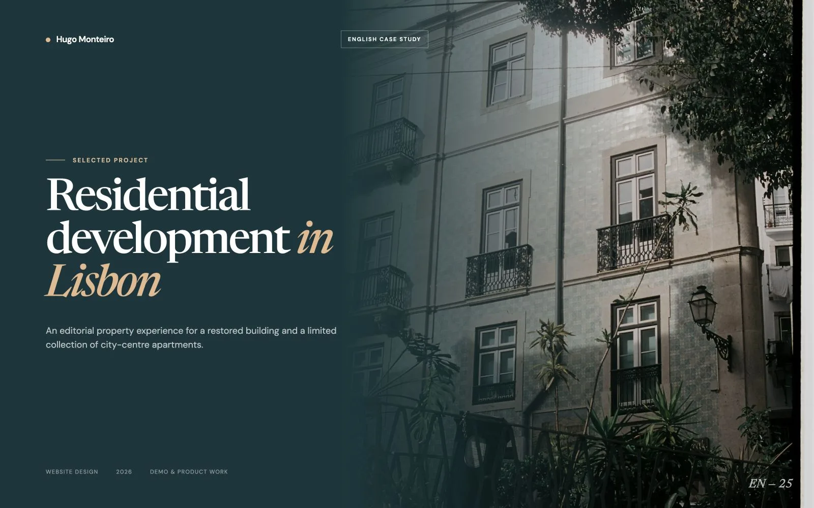 Website for a residential development in Lisbon