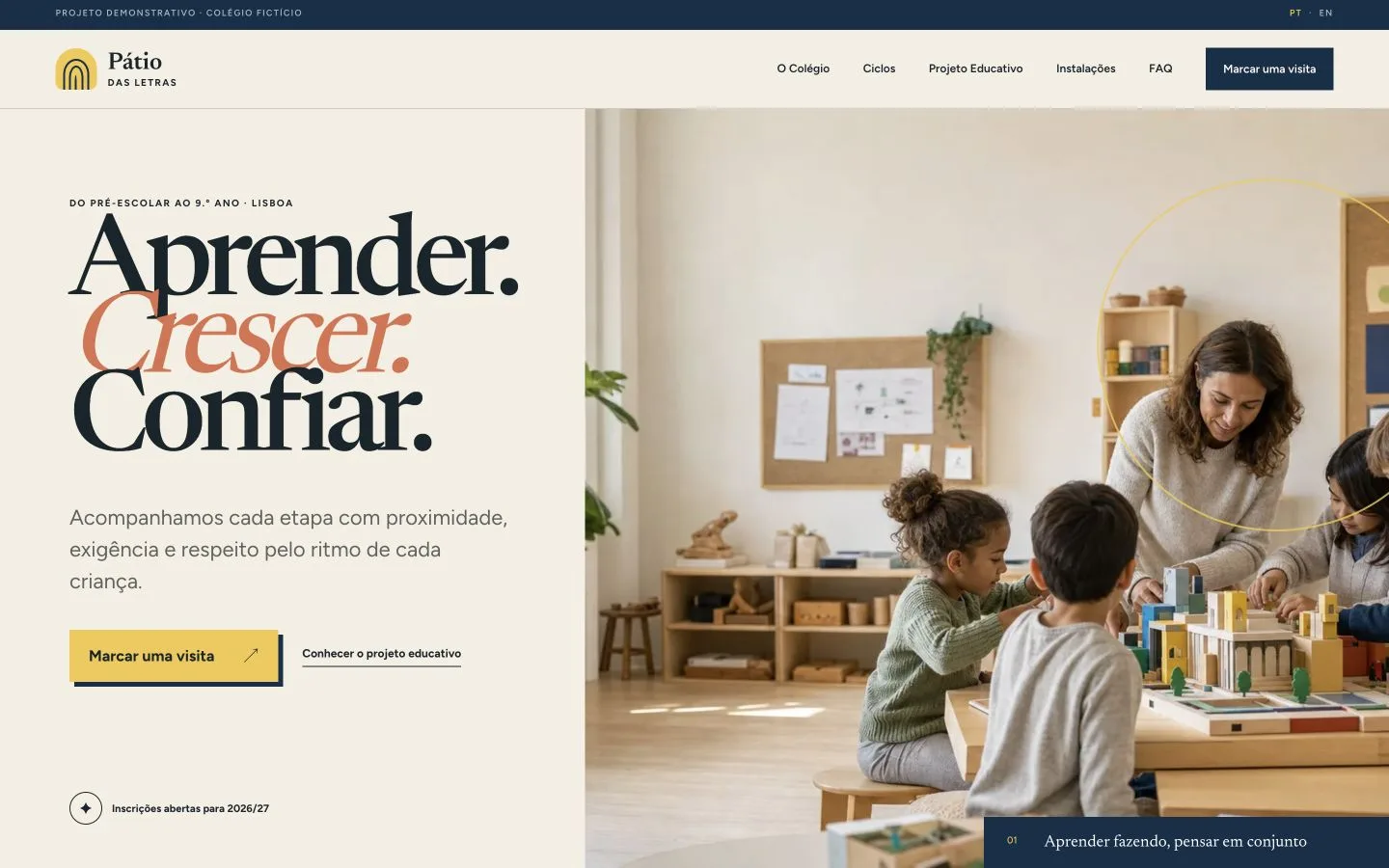 Website para colégio privado e admissões