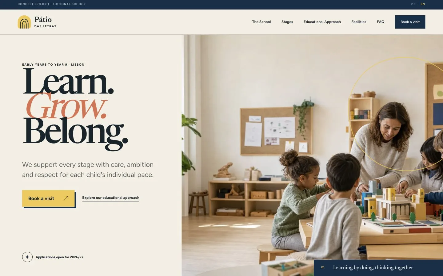 Website and admissions journey for a private school